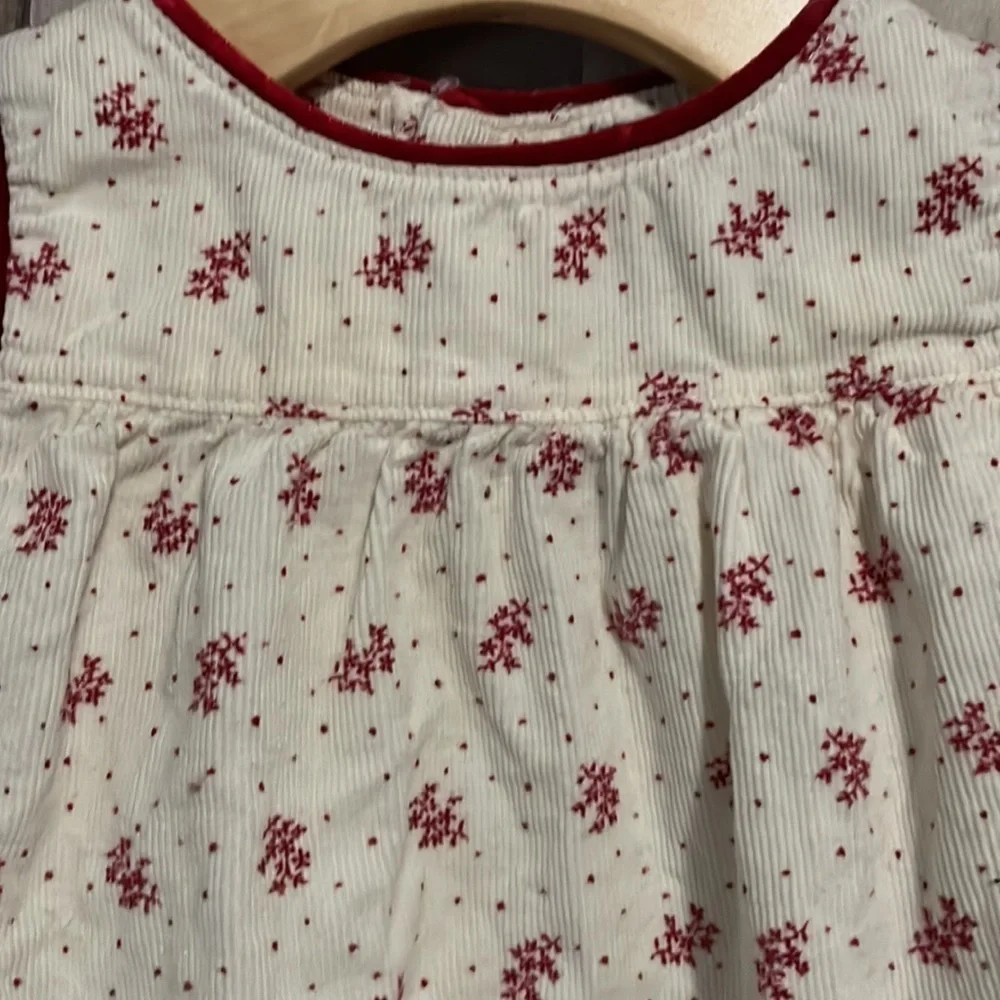 Ralph Lauren Cream & Red Corduroy Holiday Dress